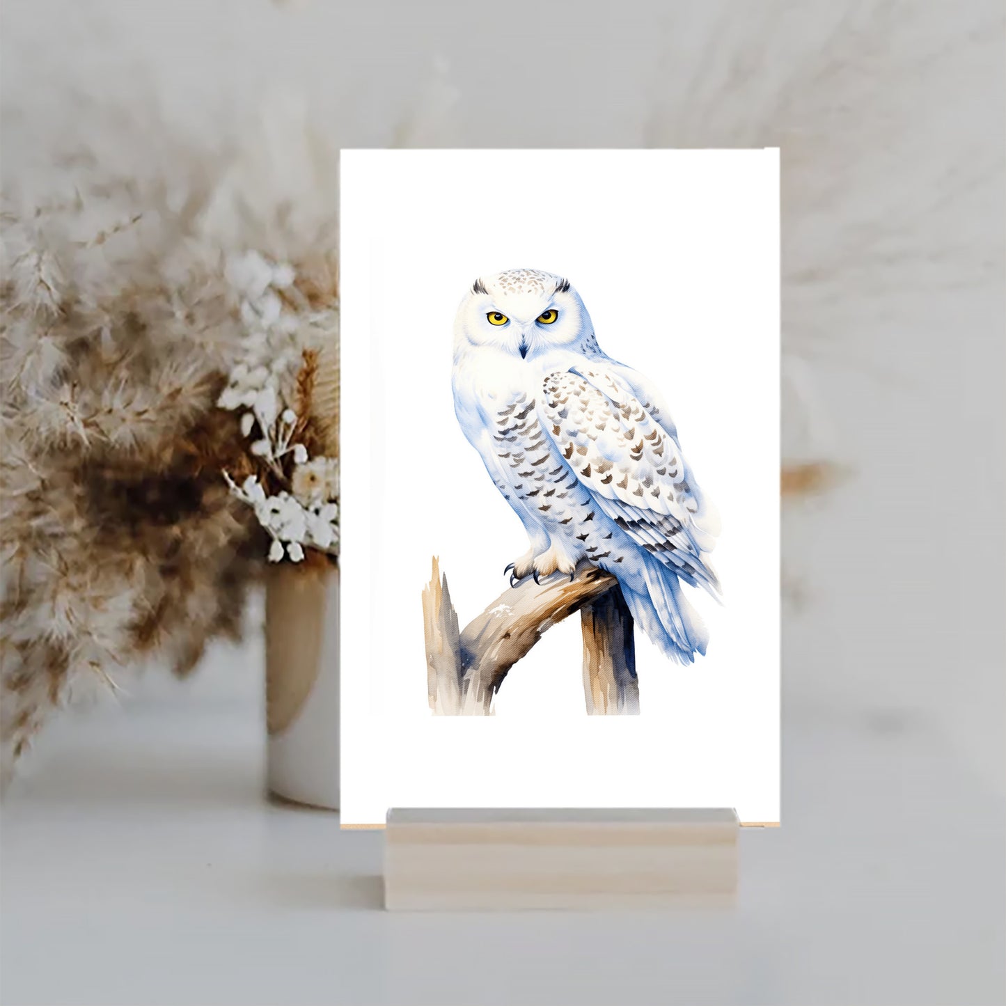 Snowy Owl Bird Art Print, Owl Nature Gift