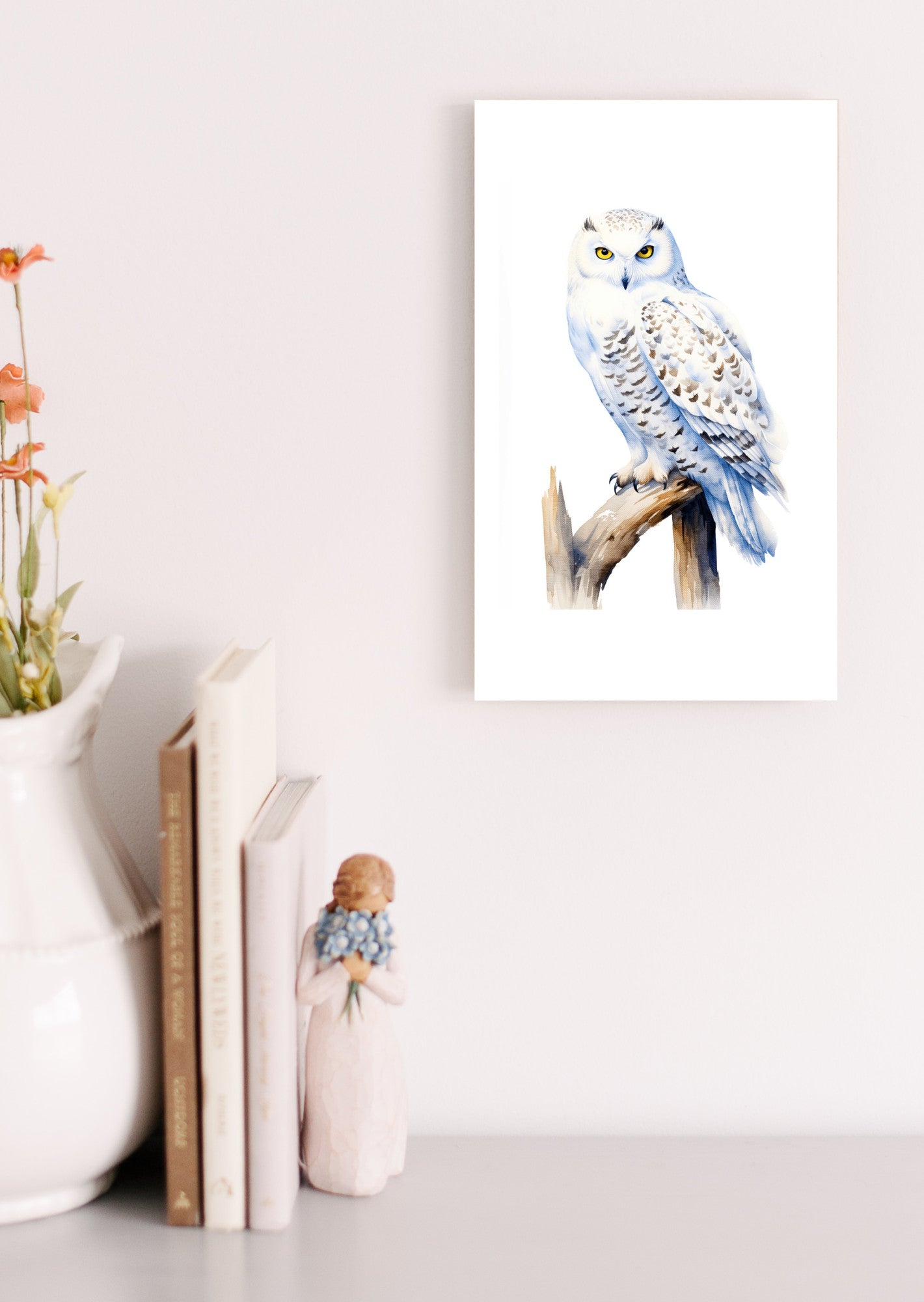 Snowy Owl Bird Art Print, Owl Nature Gift