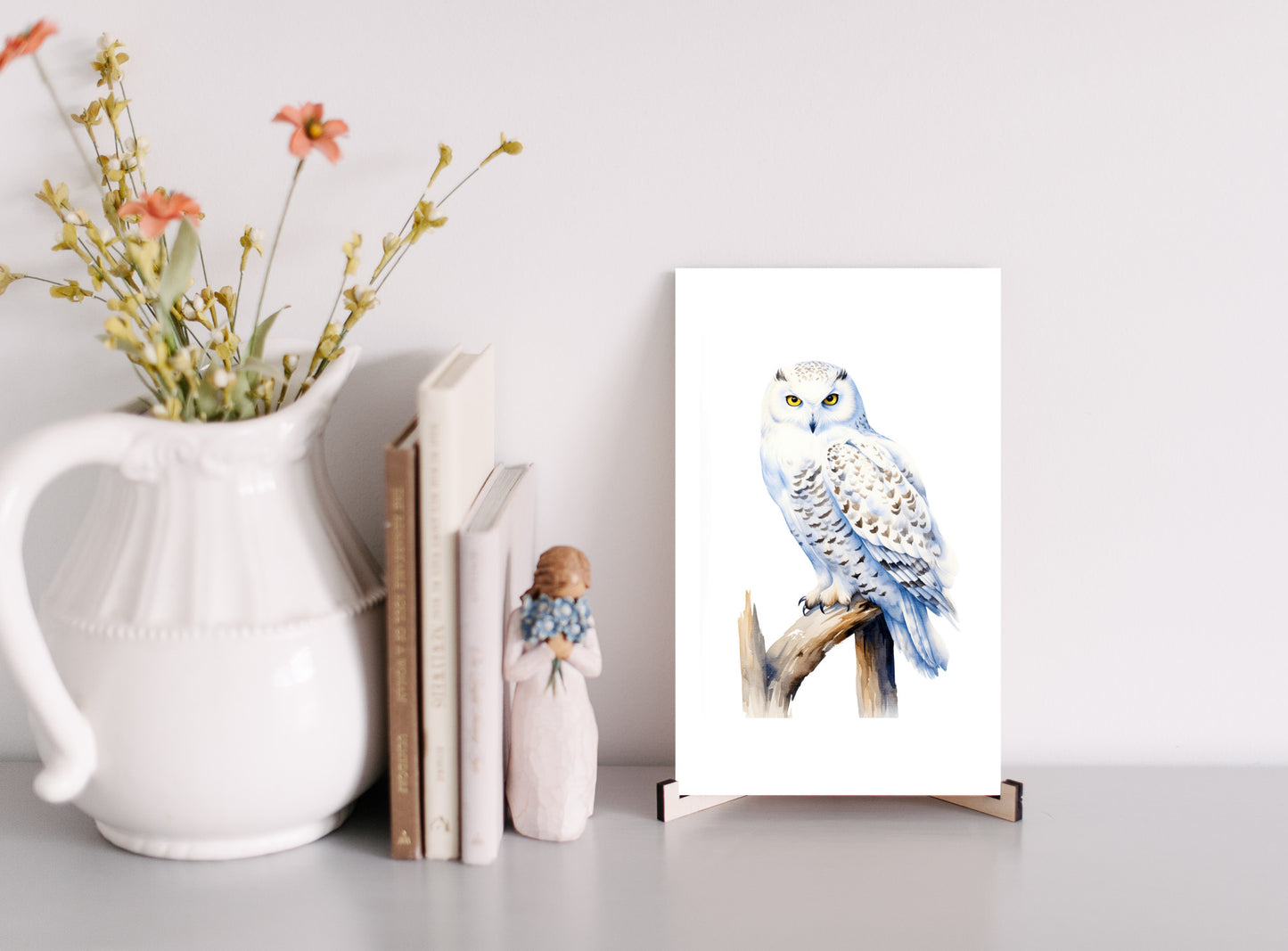 Snowy Owl Bird Art Print, Owl Nature Gift