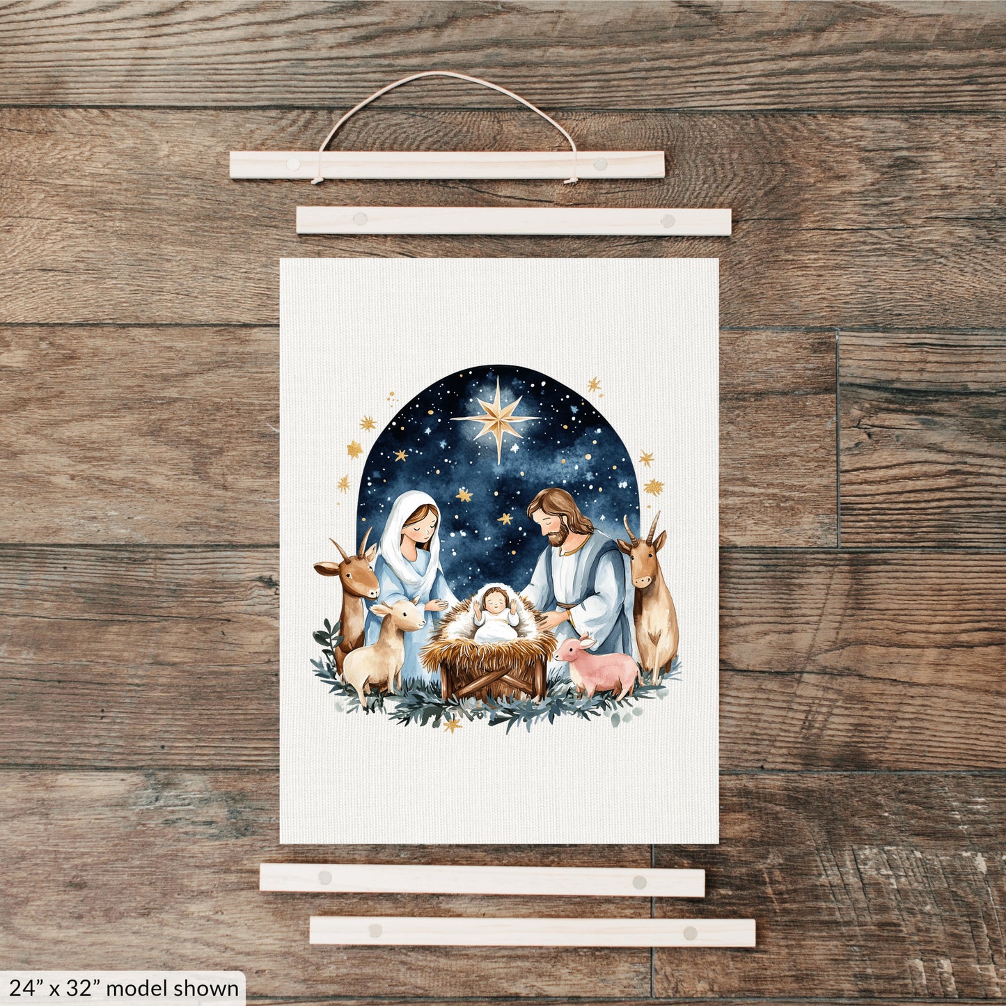 Nativity Christmas Canvas, Hanging Art Print