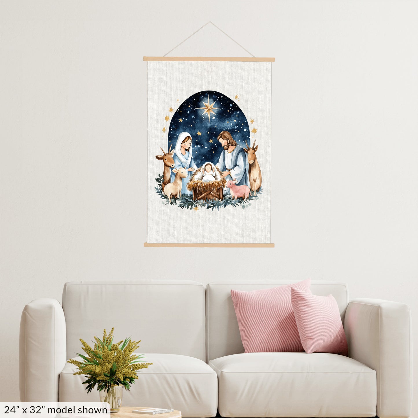Nativity Christmas Canvas, Hanging Art Print