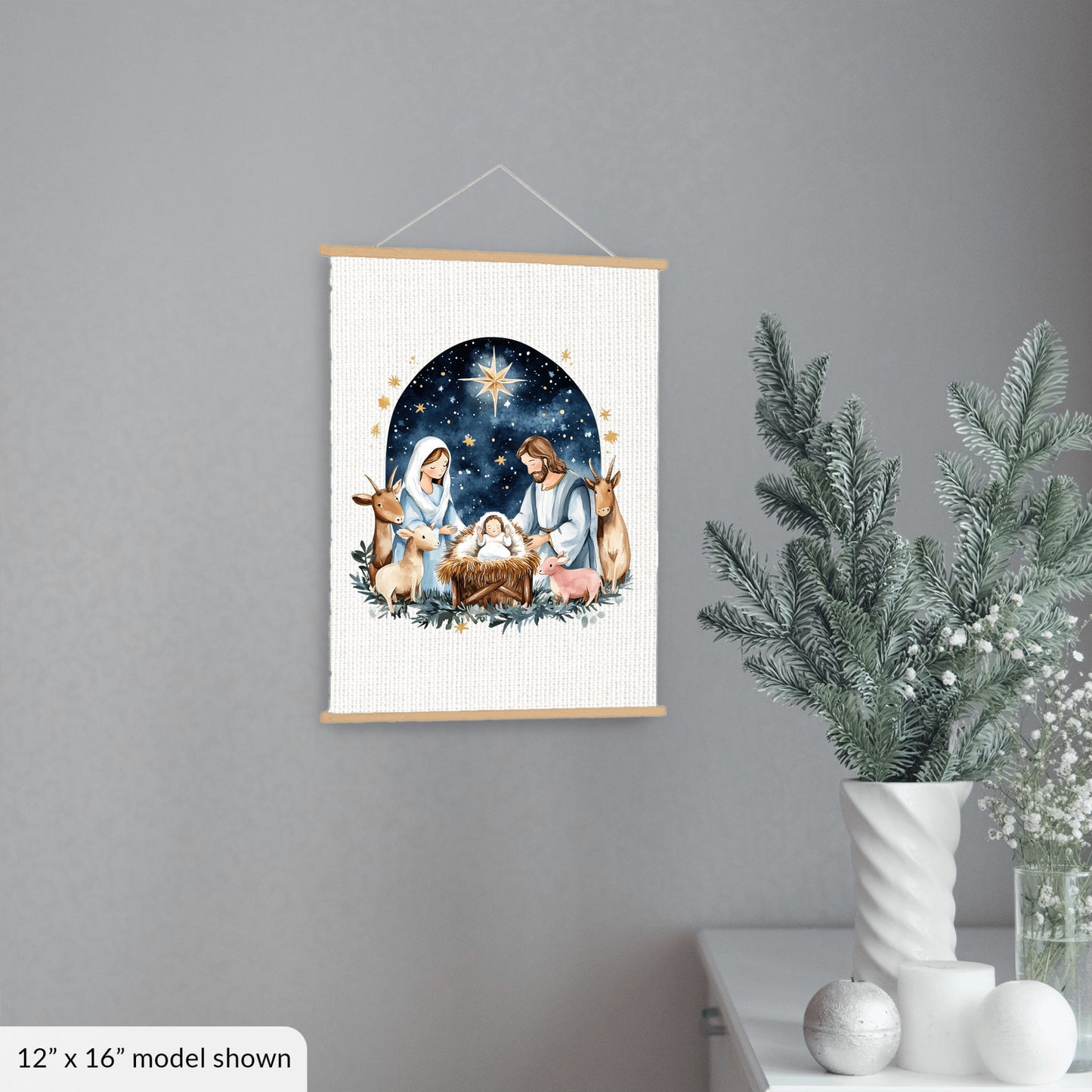 Nativity Christmas Canvas, Hanging Art Print