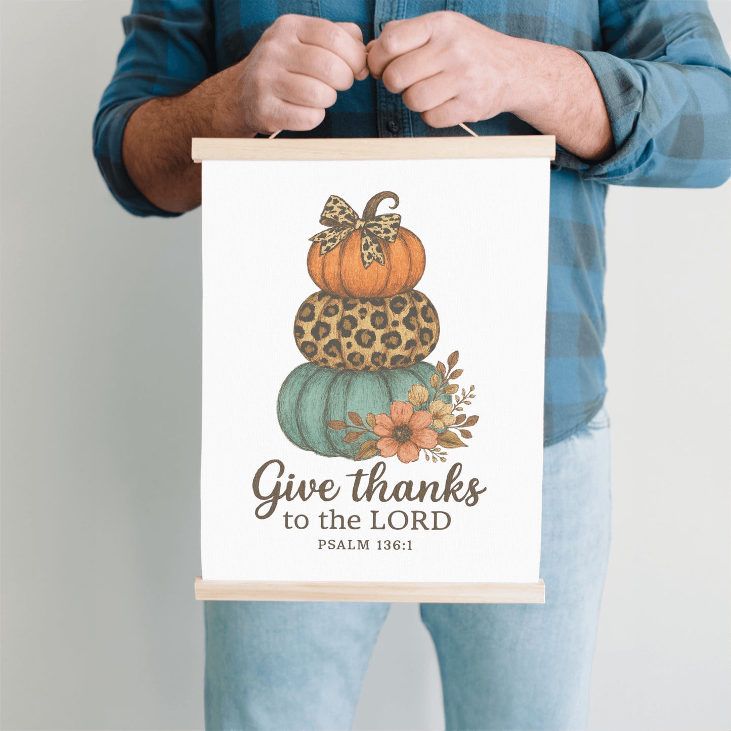 Pumpkins Fall Art Print, Thanksgiving Hanging Canvas