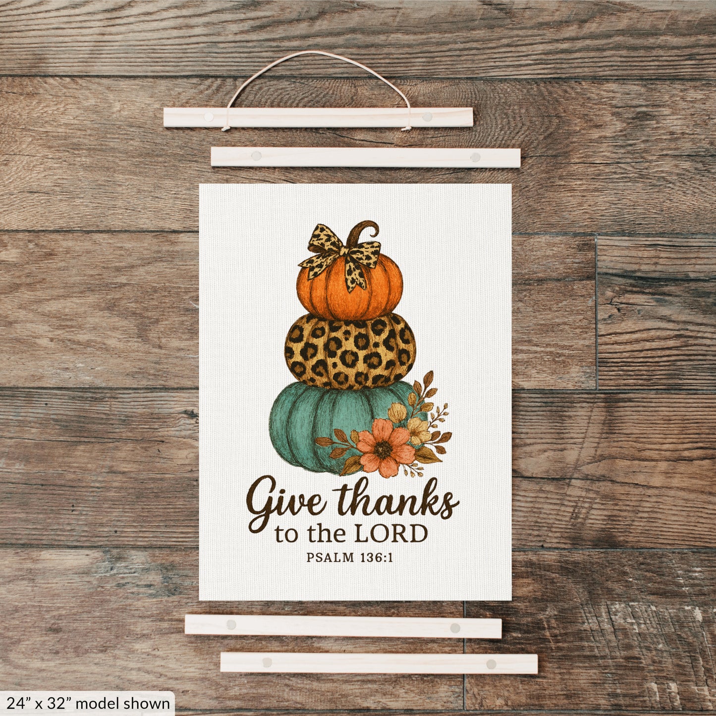 Pumpkins Fall Art Print, Thanksgiving Hanging Canvas