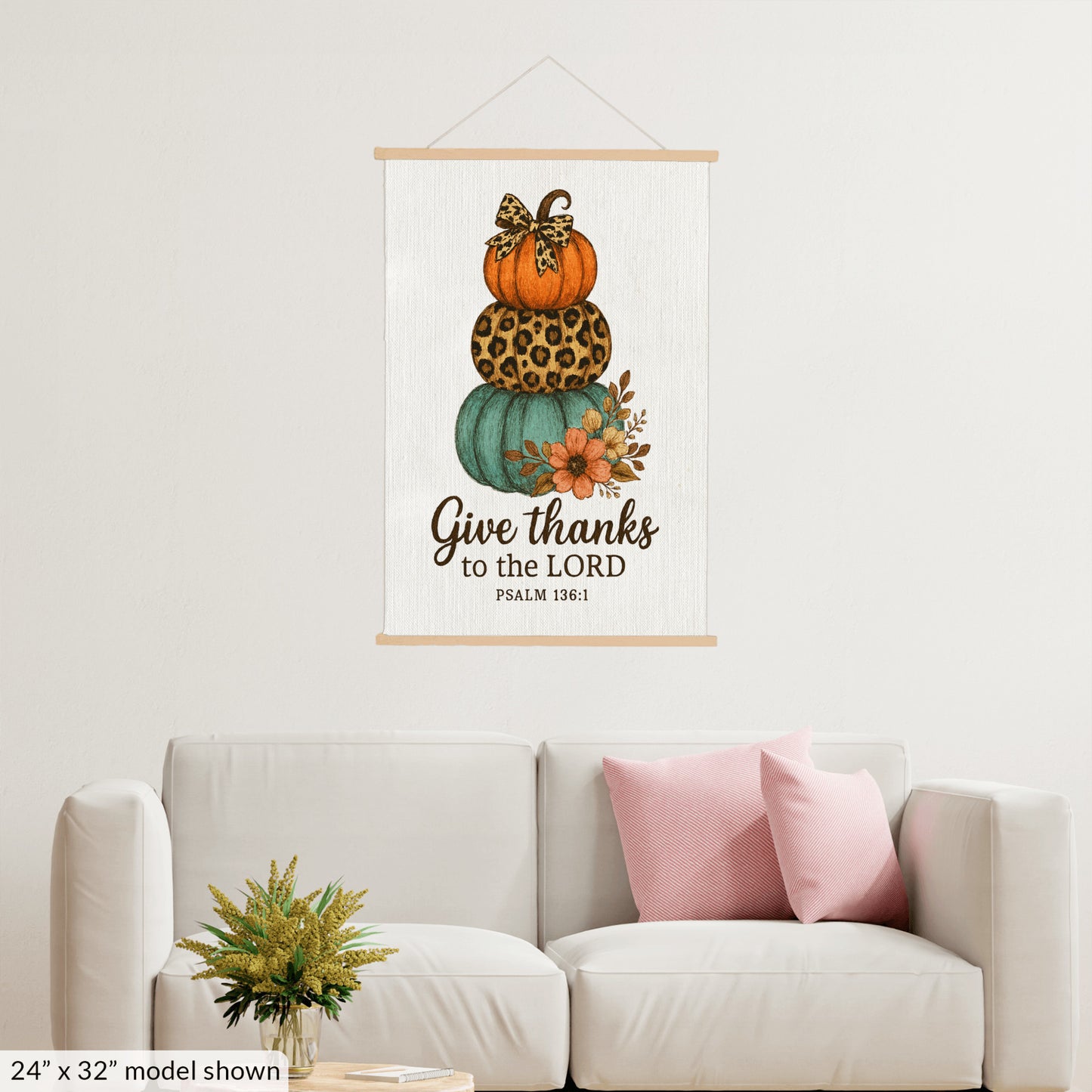 Pumpkins Fall Art Print, Thanksgiving Hanging Canvas