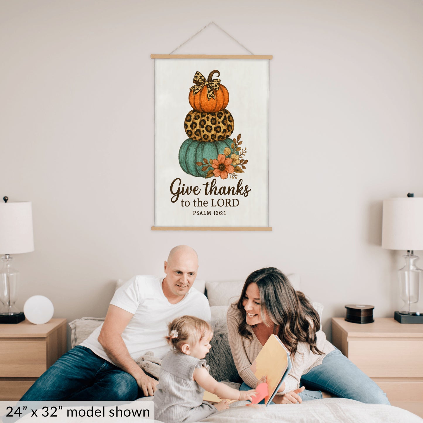 Pumpkins Fall Art Print, Thanksgiving Hanging Canvas