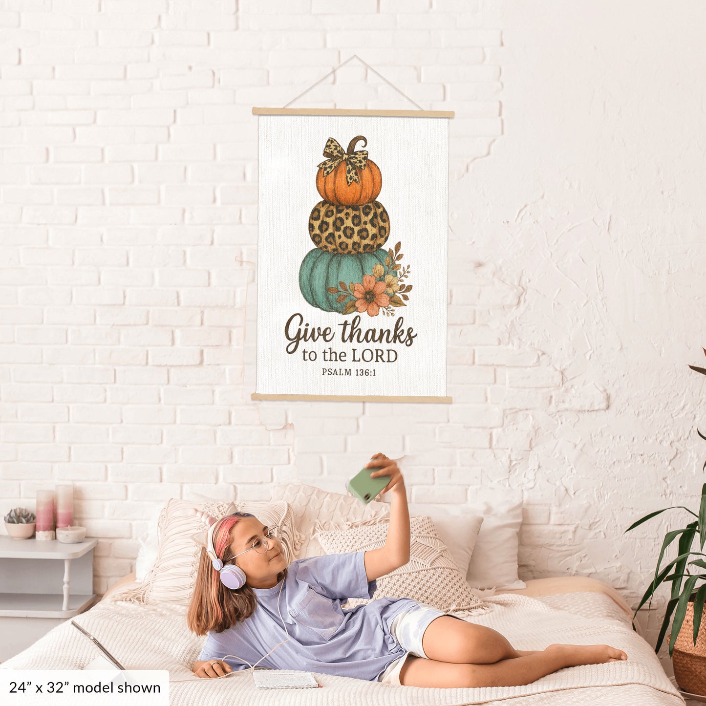 Pumpkins Fall Art Print, Thanksgiving Hanging Canvas