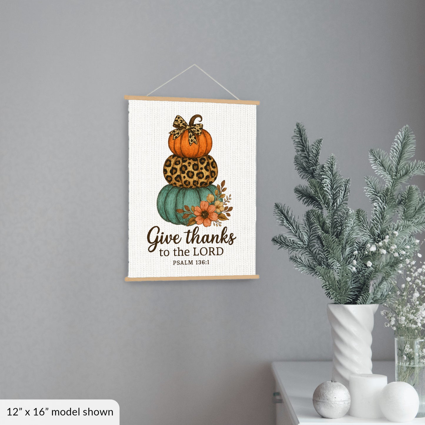 Pumpkins Fall Art Print, Thanksgiving Hanging Canvas