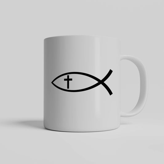 Christian Mug, Cross Fish God Gift