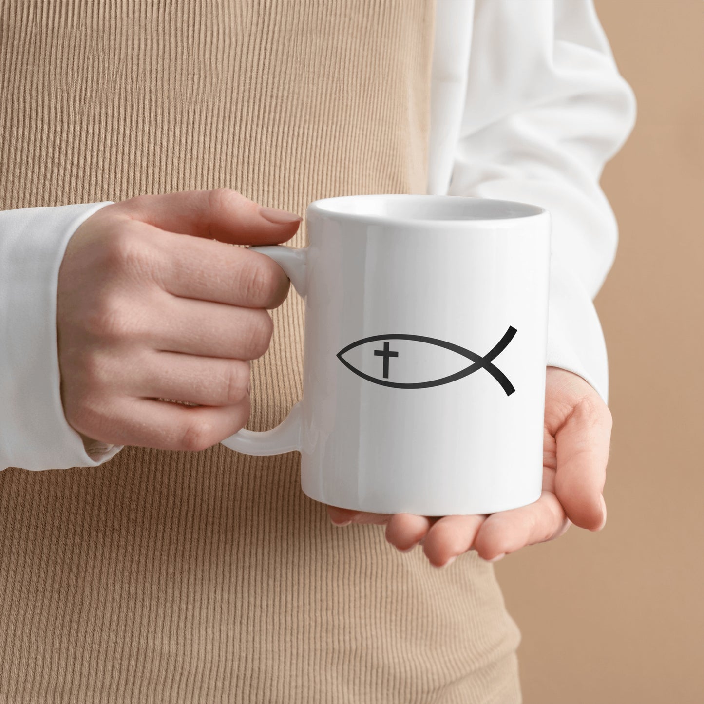 Christian Mug, Cross Fish God Gift