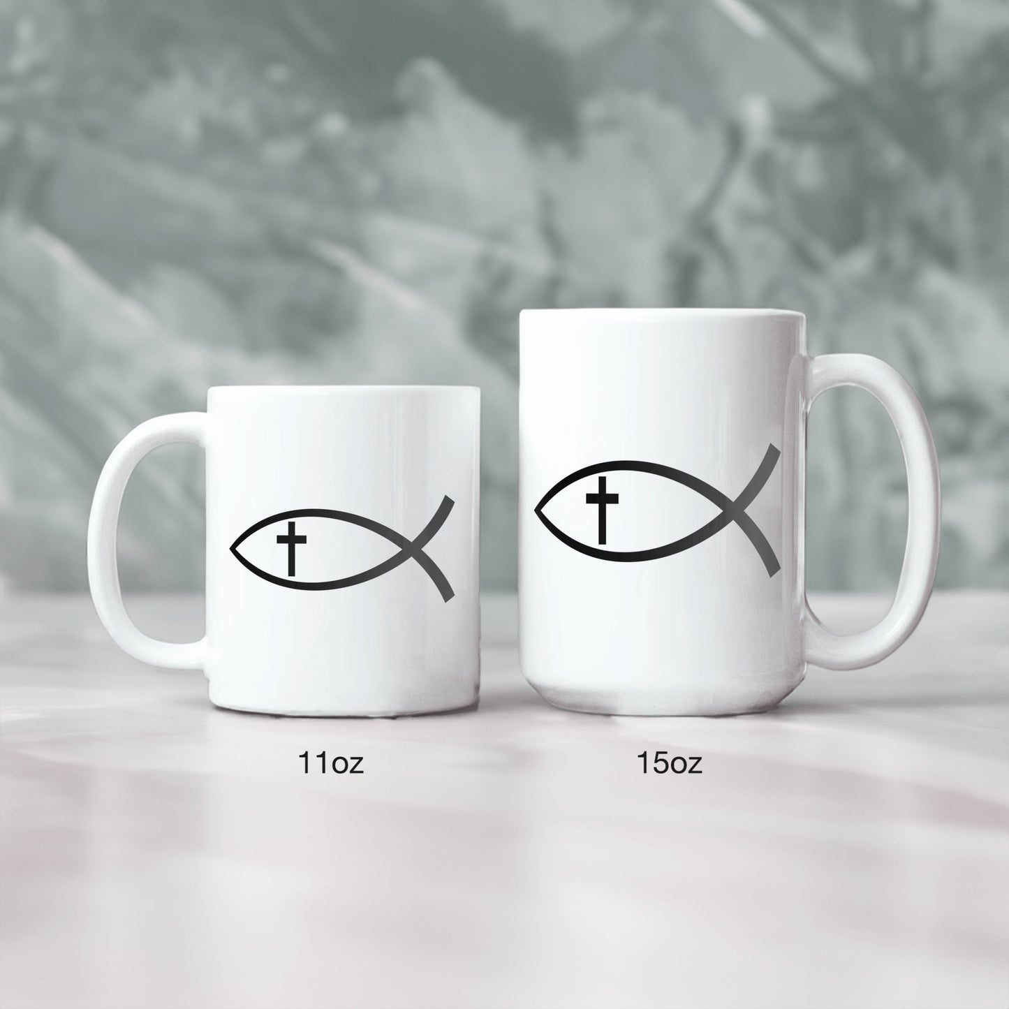 Christian Mug, Cross Fish God Gift