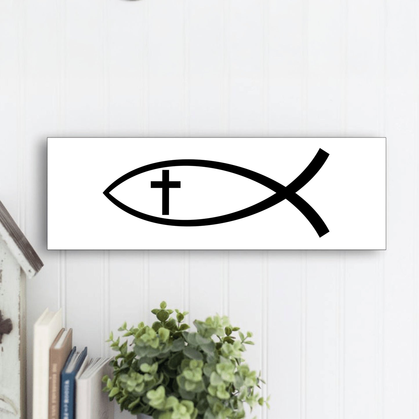 Christian Fish Cross Sign, Modern Christianity Decor