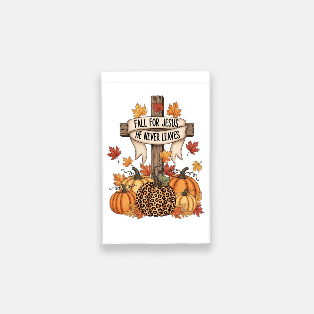 Jesus Autumn Garden Flag, Fall Leaves Outdoor Decor