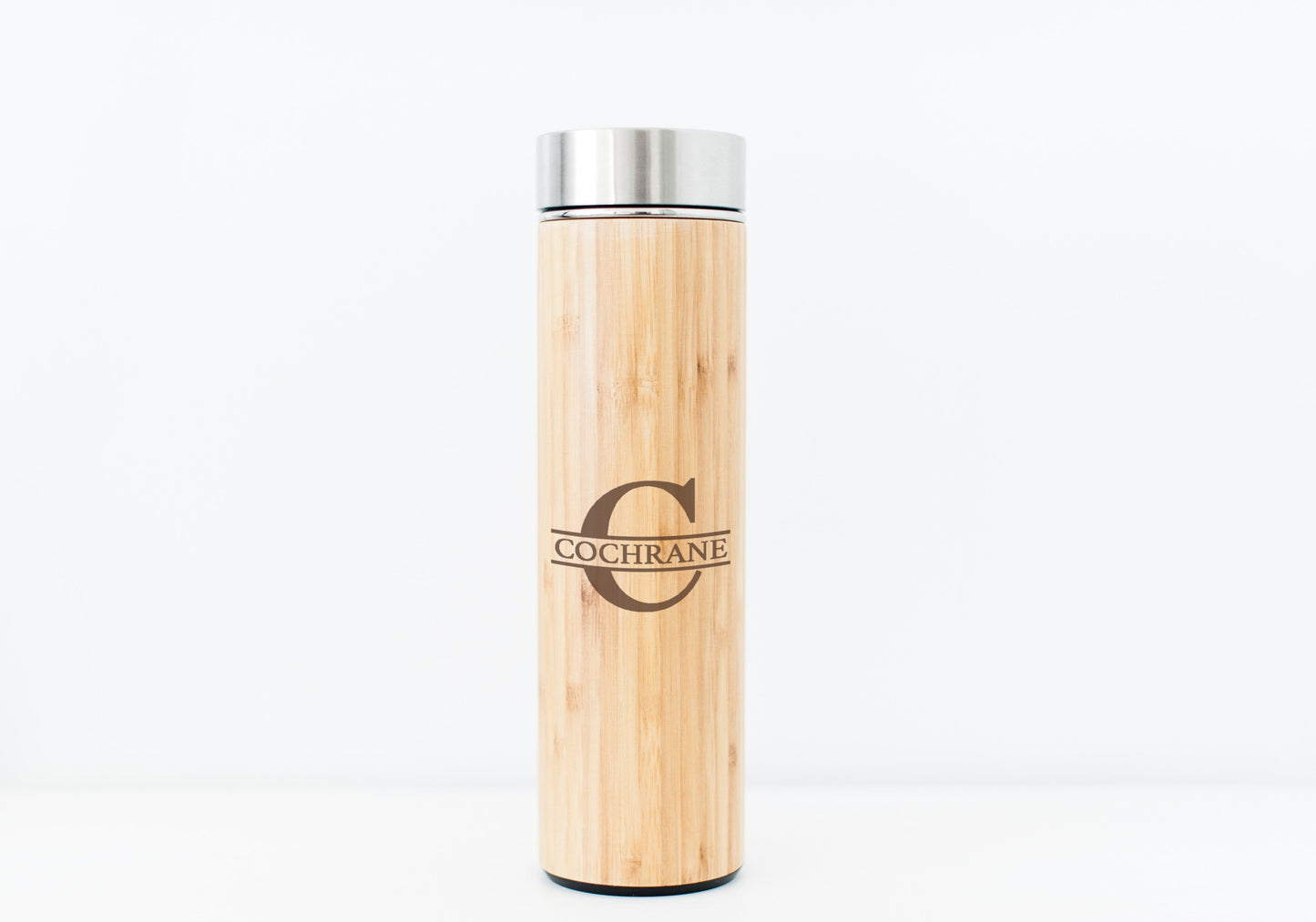 Personalized Water Bottle, Organic Bamboo Exterior