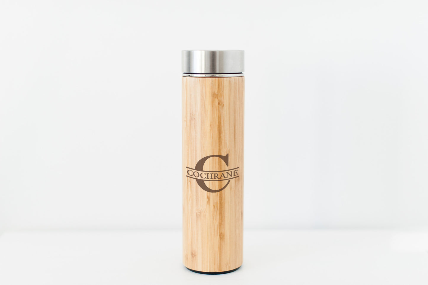 Personalized Water Bottle, Organic Bamboo Exterior