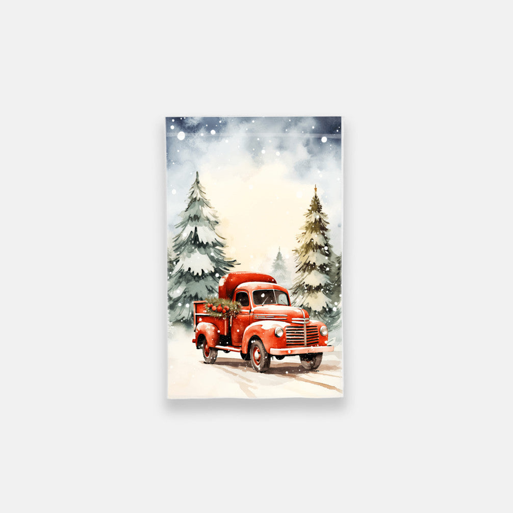 Christmas Red Truck, Holiday Garden Flag