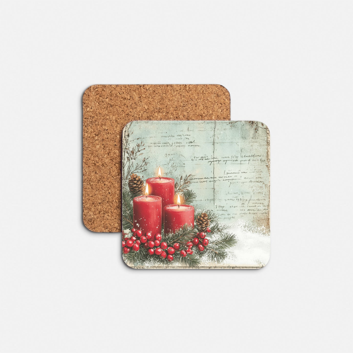 Christmas Coasters Gift, Red Holiday Decor