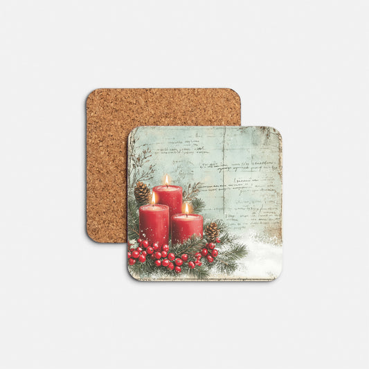 Christmas Coasters Gift, Red Holiday Decor