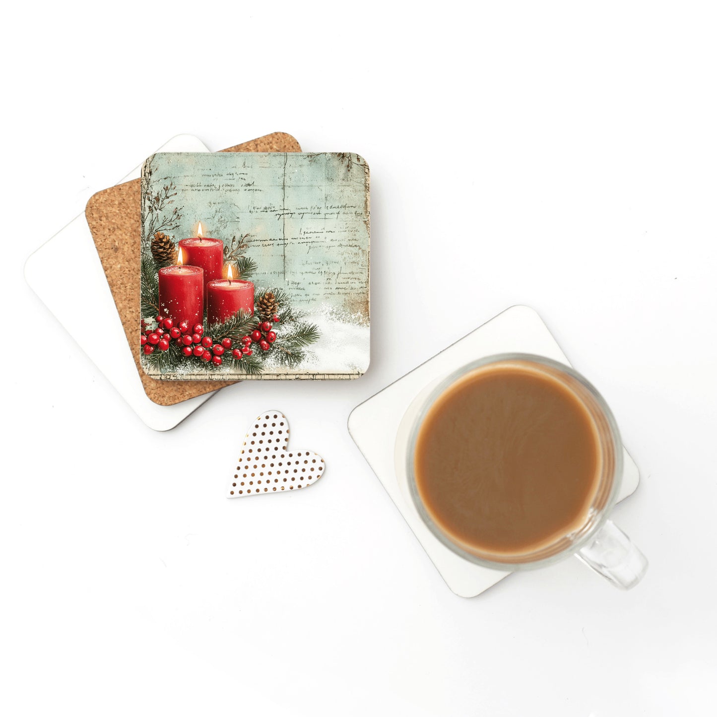 Christmas Coasters Gift, Red Holiday Decor