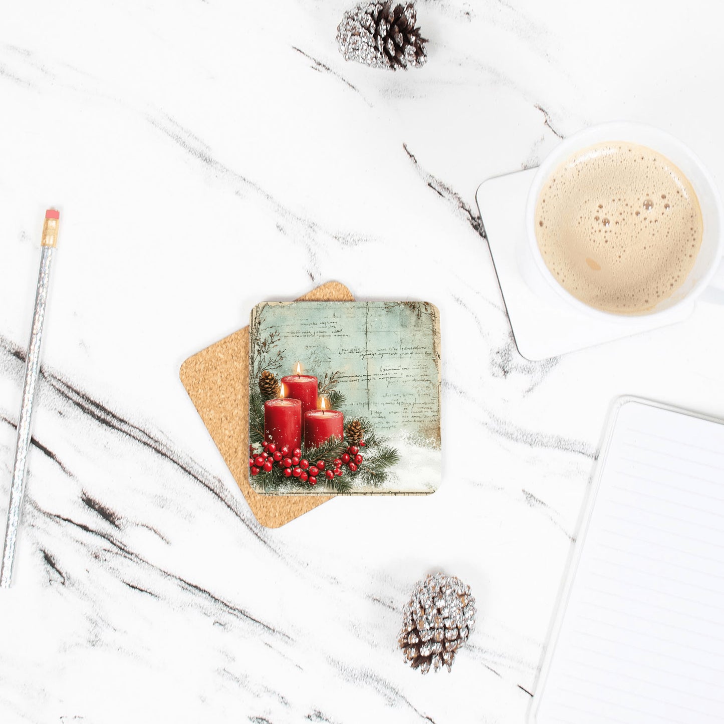 Christmas Coasters Gift, Red Holiday Decor