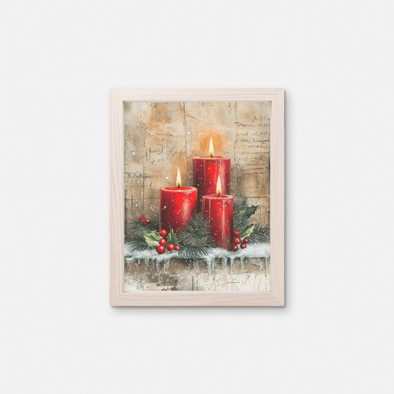 Christmas Art Print, Holiday Decor Red Wall Art