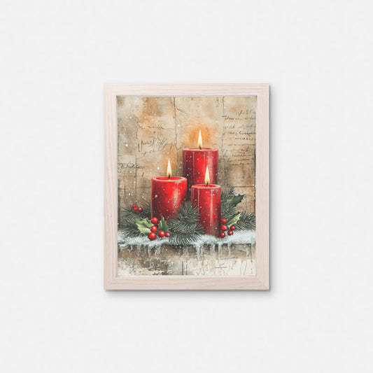 Christmas Art Print, Holiday Decor Red Wall Art