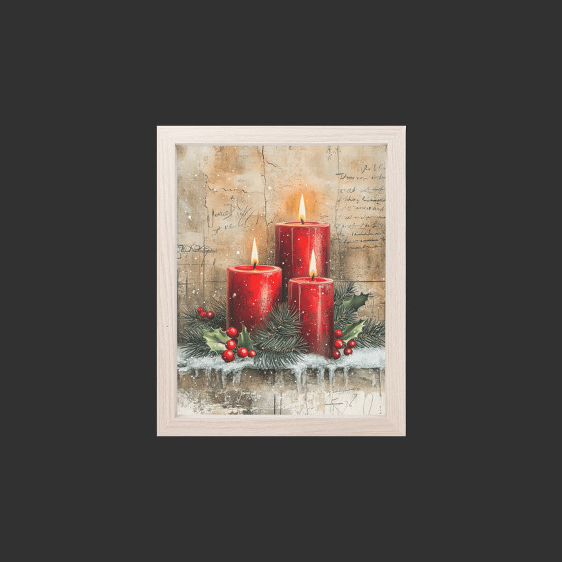 Christmas Art Print, Holiday Decor Red Wall Art