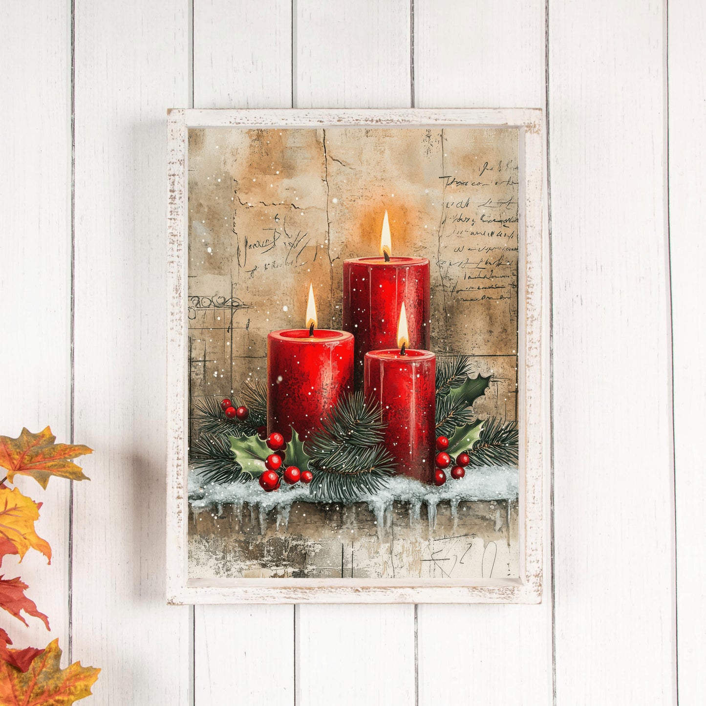 Christmas Art Print, Holiday Decor Red Wall Art