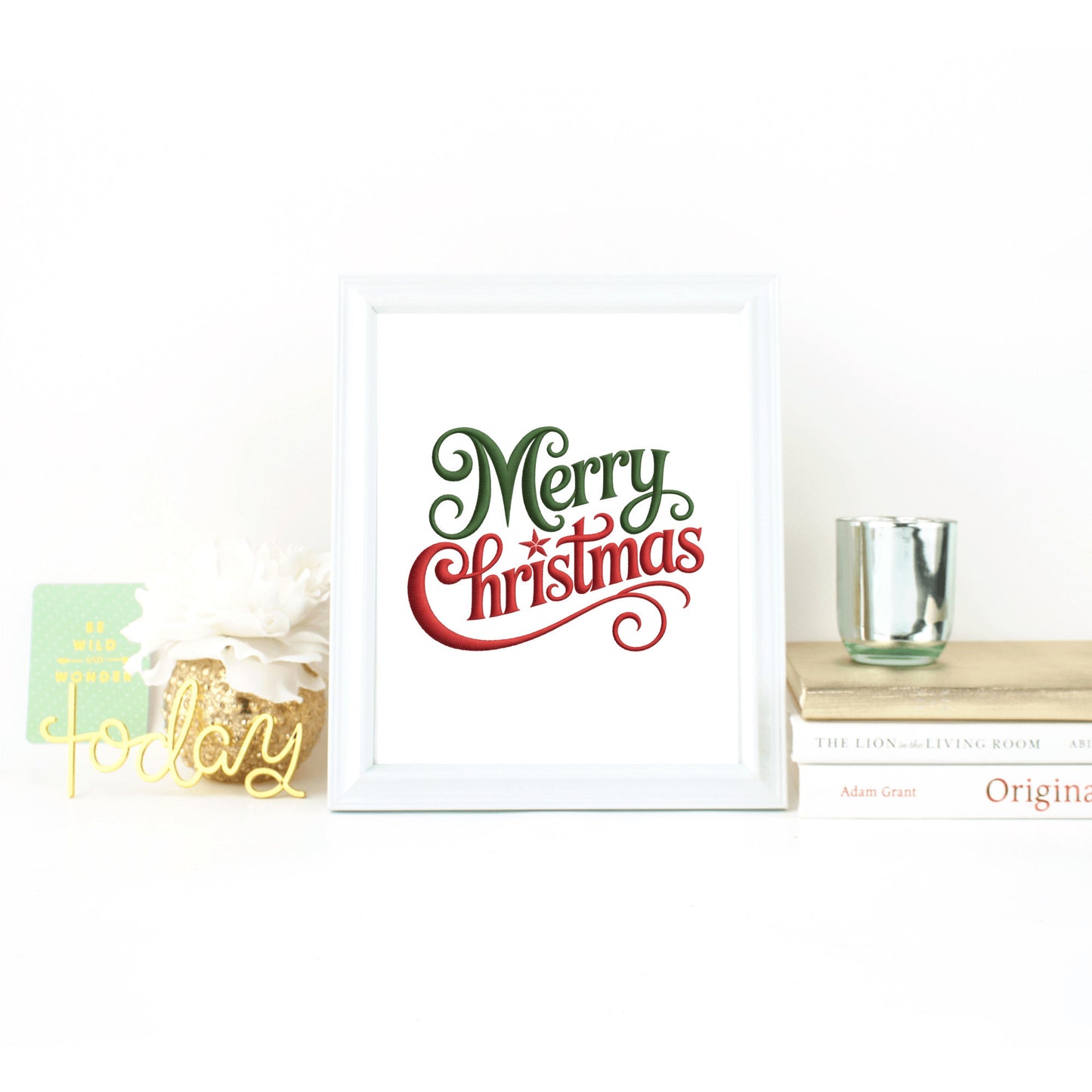 Merry Christmas Sign, Red Green Holiday Decor