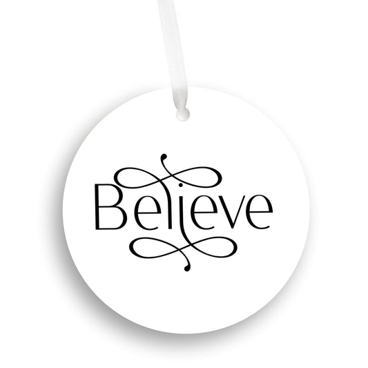 Believe Christmas Tree Ornament, Christian Gift