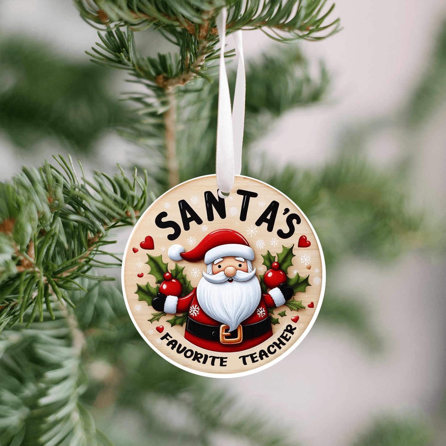 Teacher Ornament Christmas Gift, Santa's Favorite Teacher