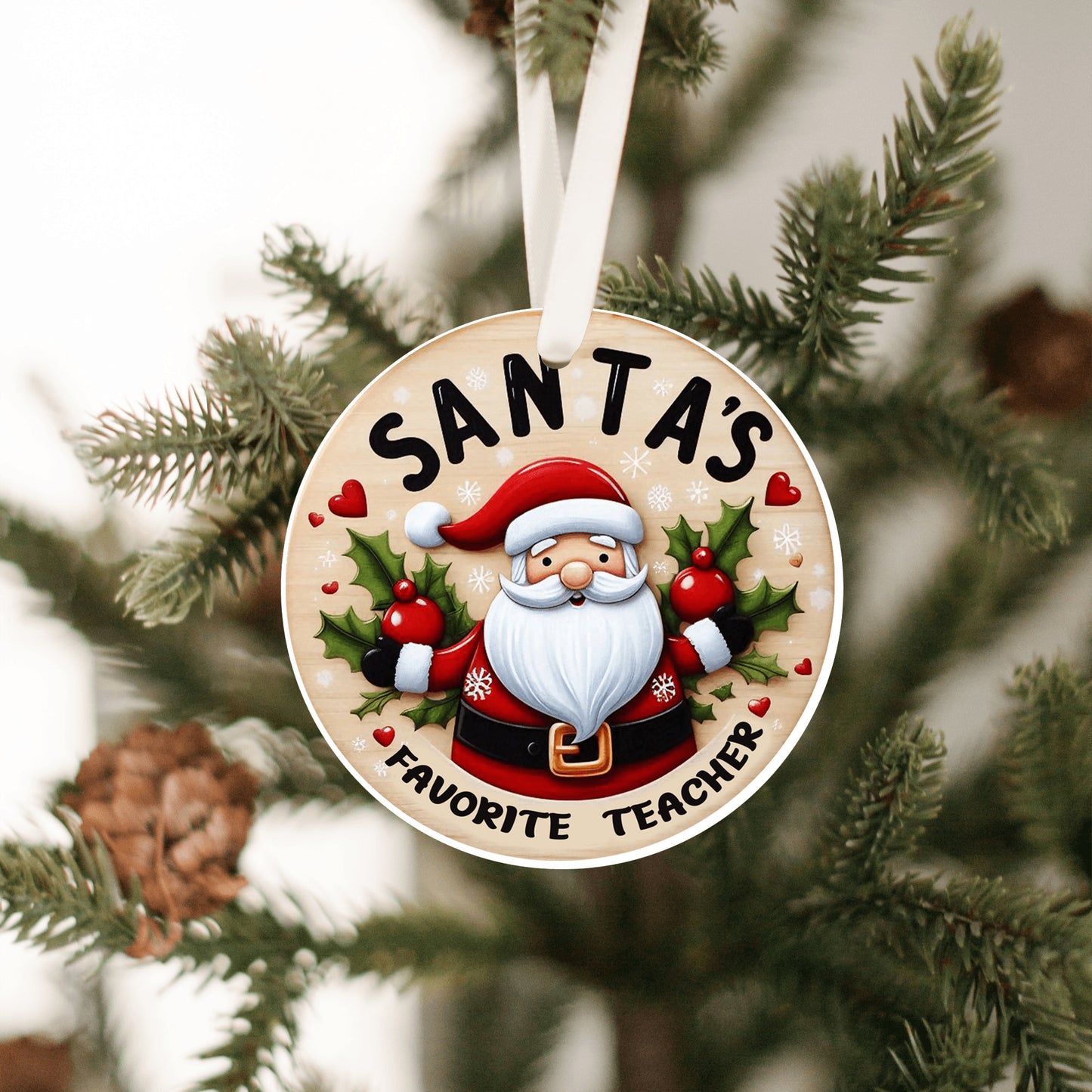 Teacher Ornament Christmas Gift, Santa's Favorite Teacher