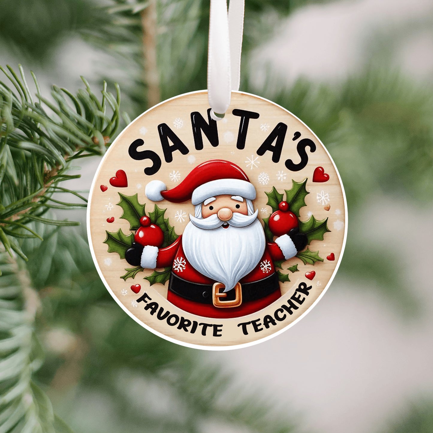 Teacher Ornament Christmas Gift, Santa's Favorite Teacher