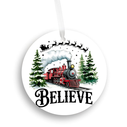 Believe Train Ornament, Christmas Tree Decor
