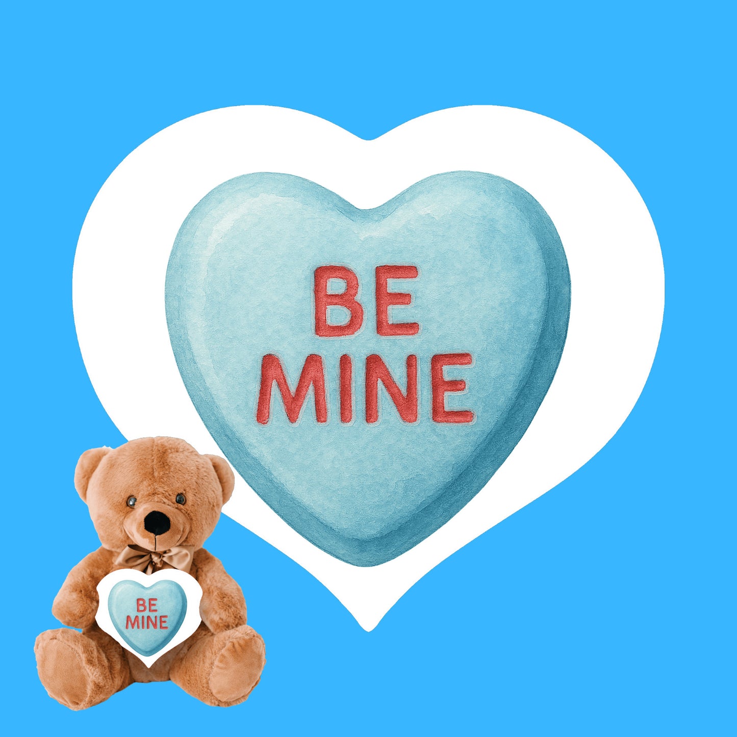 Valentine's Day Teddy Bear Gift, Be Mine Candy Heart