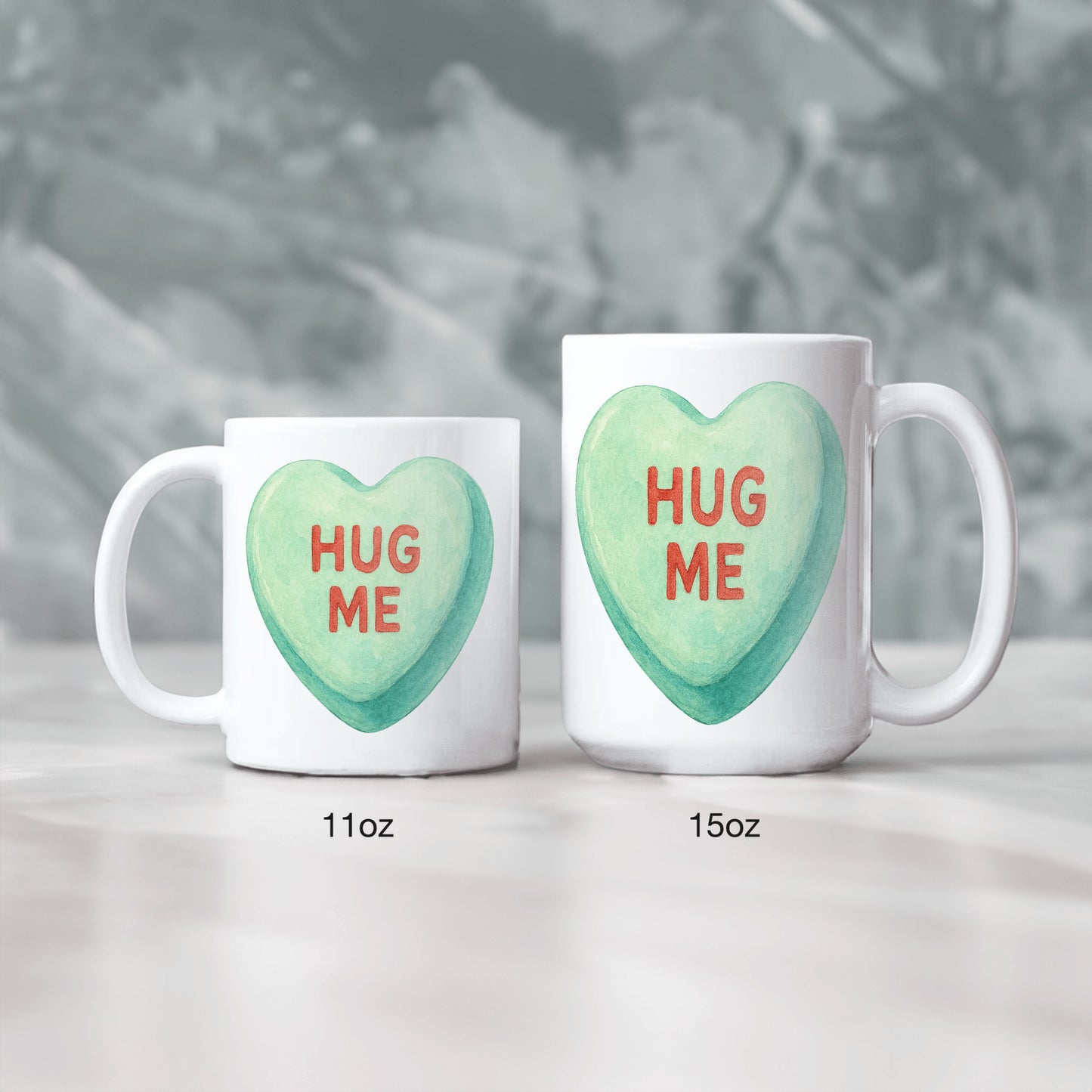 Valentine's Day Mug Gift, Candy Heart Hug Me Drinkware