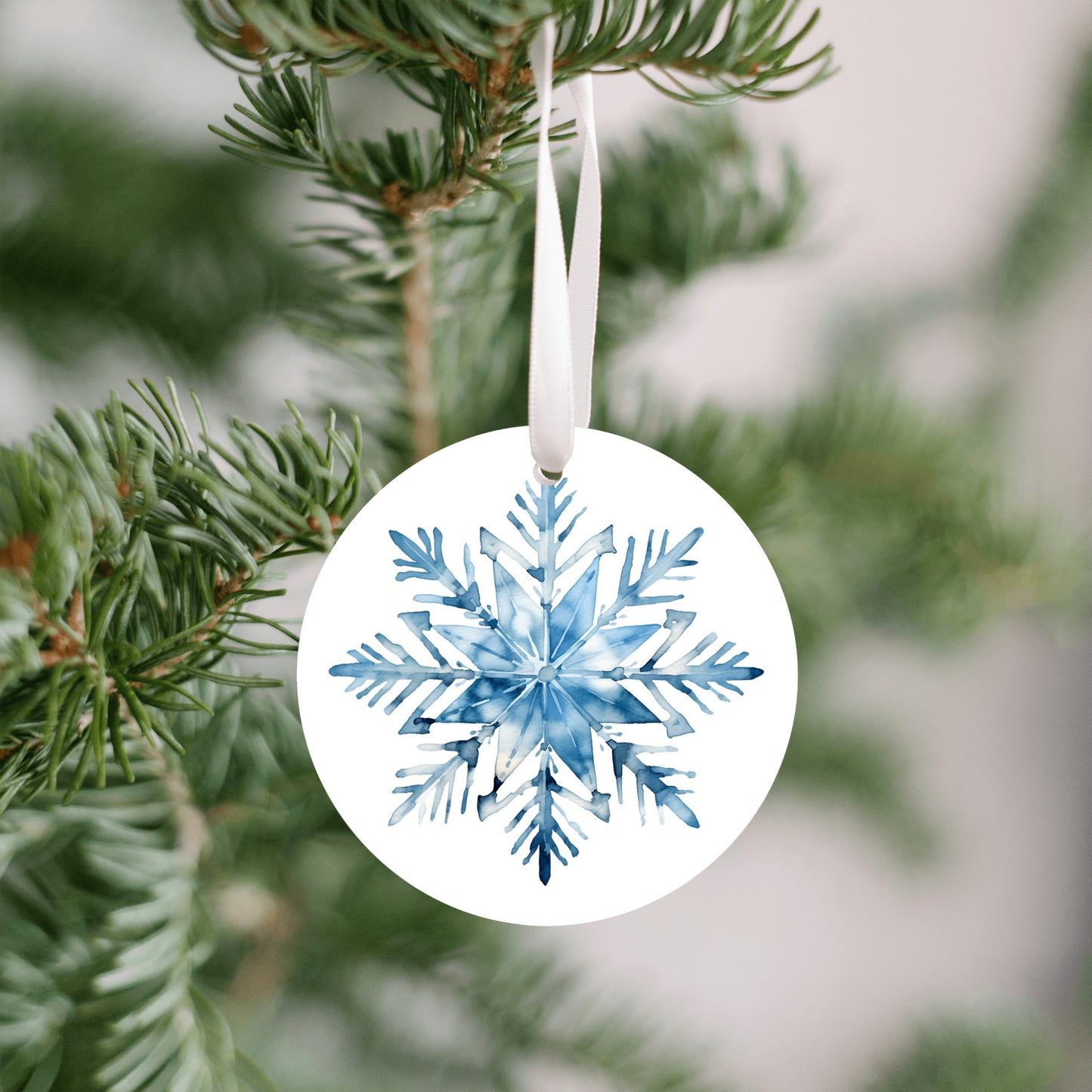 Snowflake Ornament, Blue Winter Christmas Tree Decor