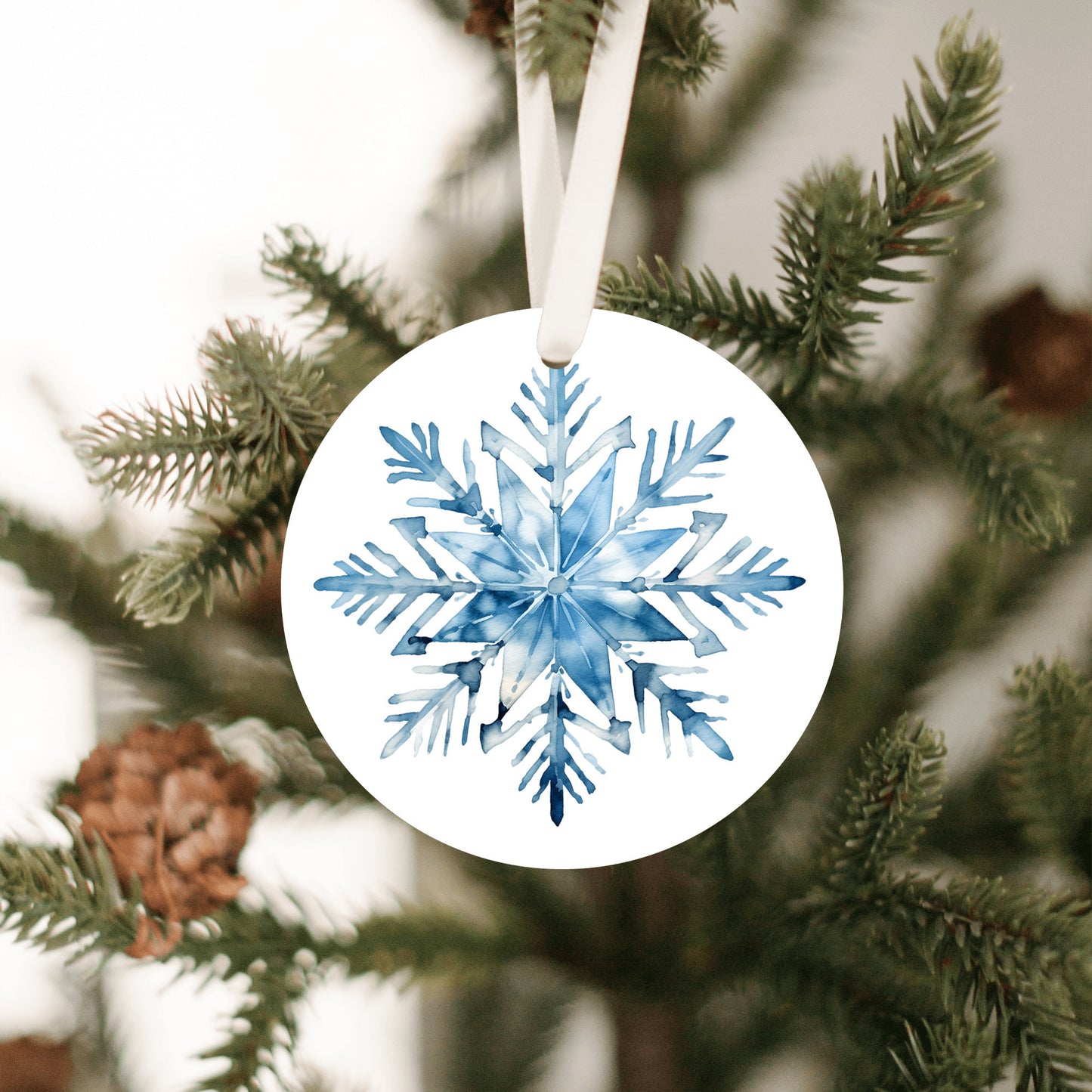 Snowflake Ornament, Blue Winter Christmas Tree Decor