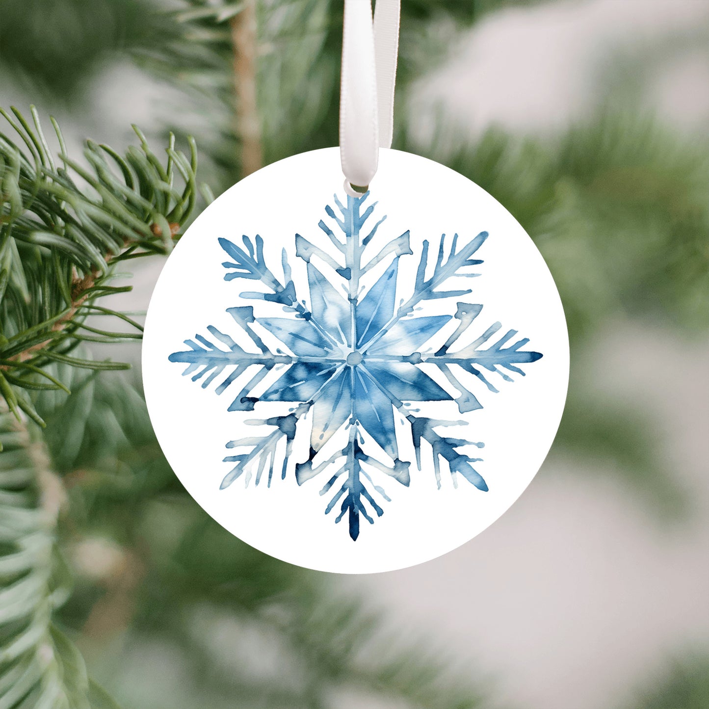 Snowflake Ornament, Blue Winter Christmas Tree Decor