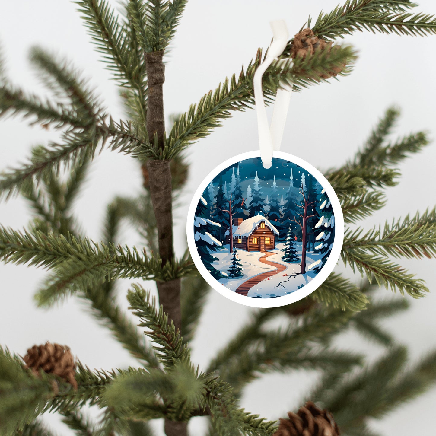 Winter Ornament for Christmas Tree, Blue Holiday Nature Decor