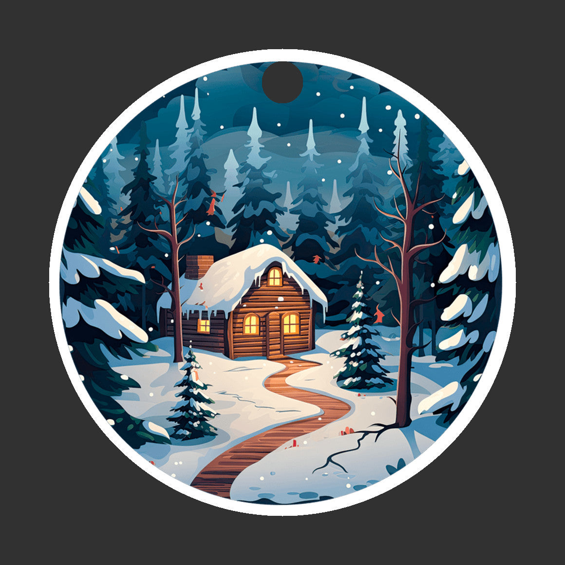 Winter Ornament for Christmas Tree, Blue Holiday Nature Decor