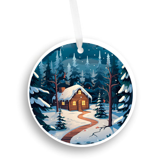 Winter Ornament for Christmas Tree, Blue Holiday Nature Decor