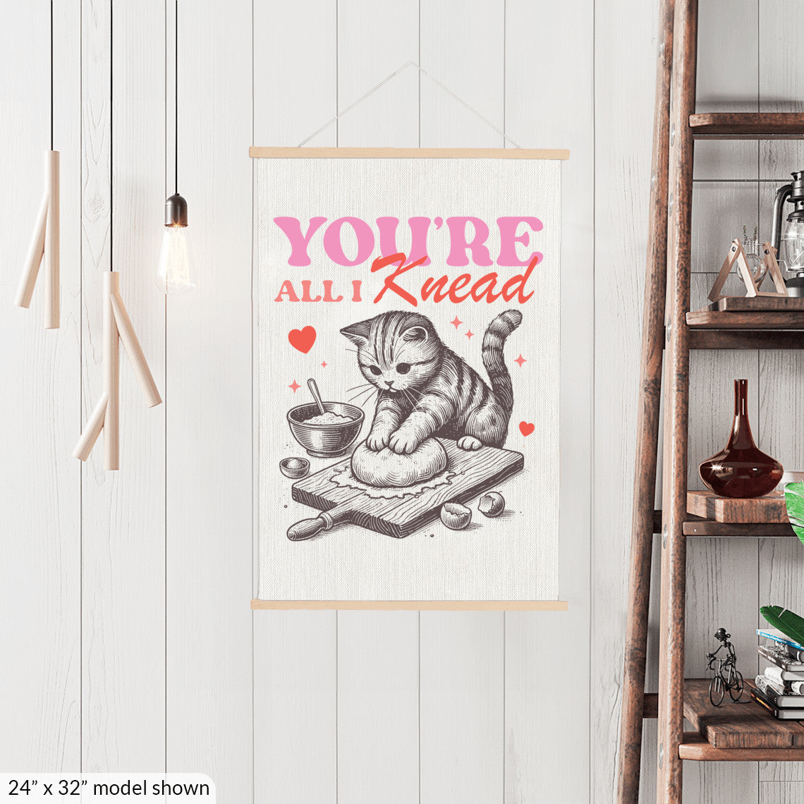 Valentine's Day Cat Art Canvas