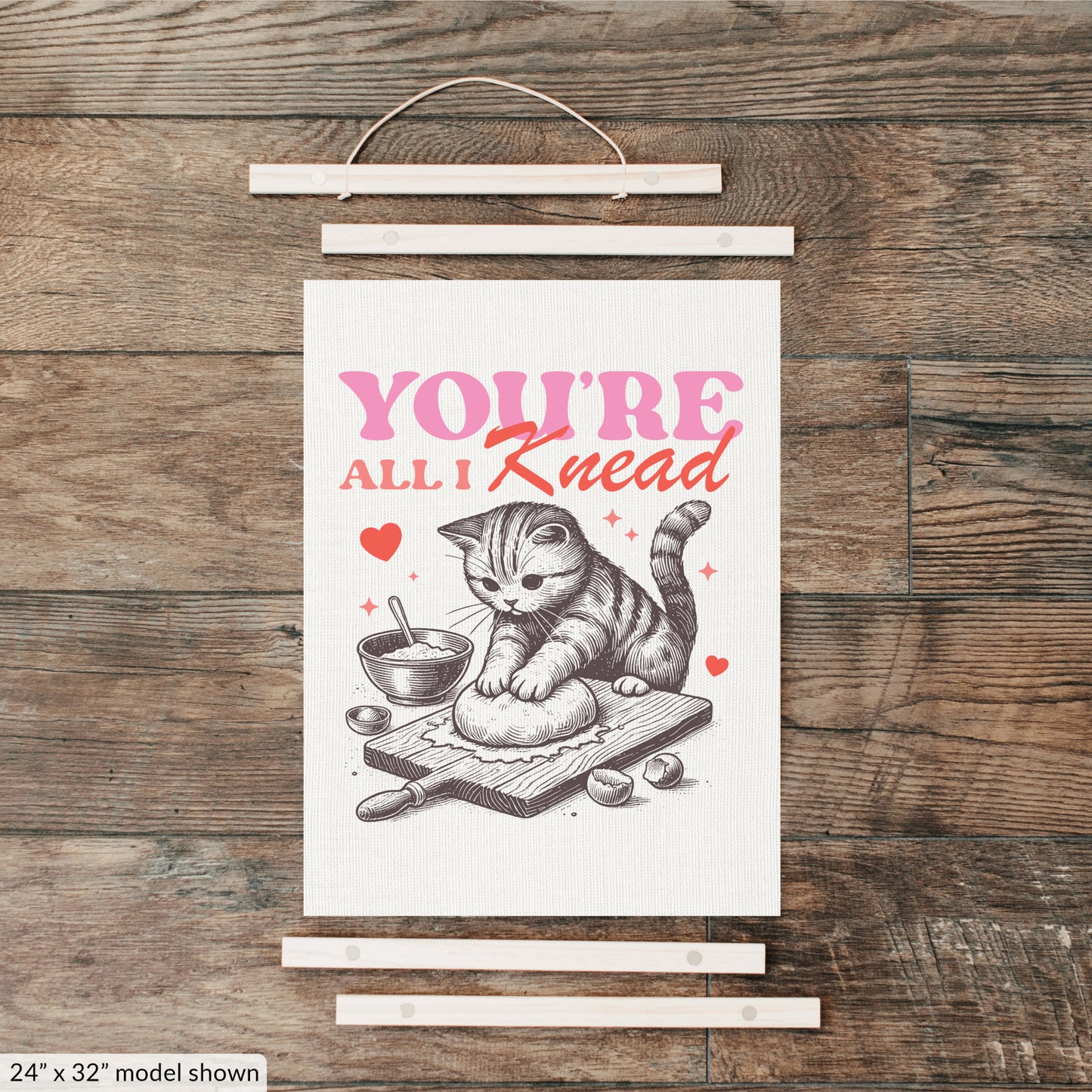 Valentine's Day Cat Art Canvas