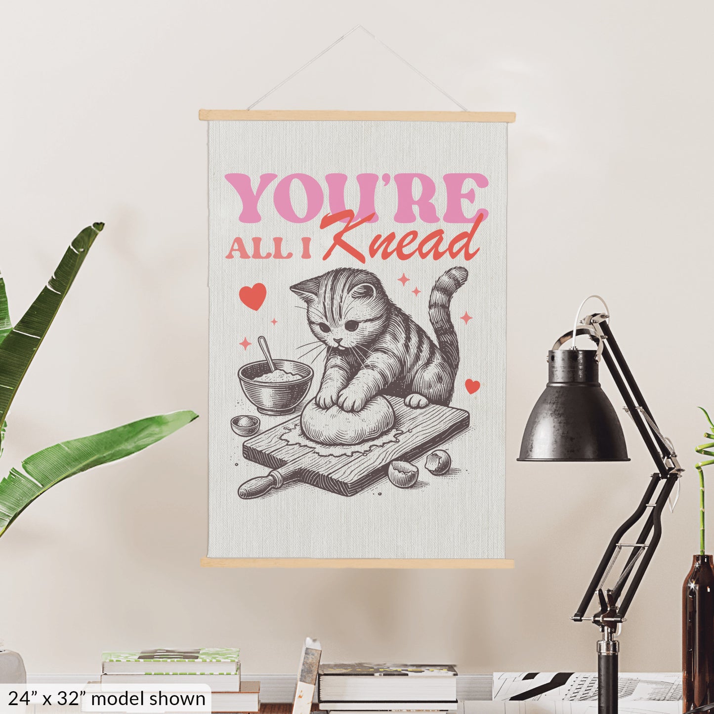 Valentine's Day Cat Art Canvas