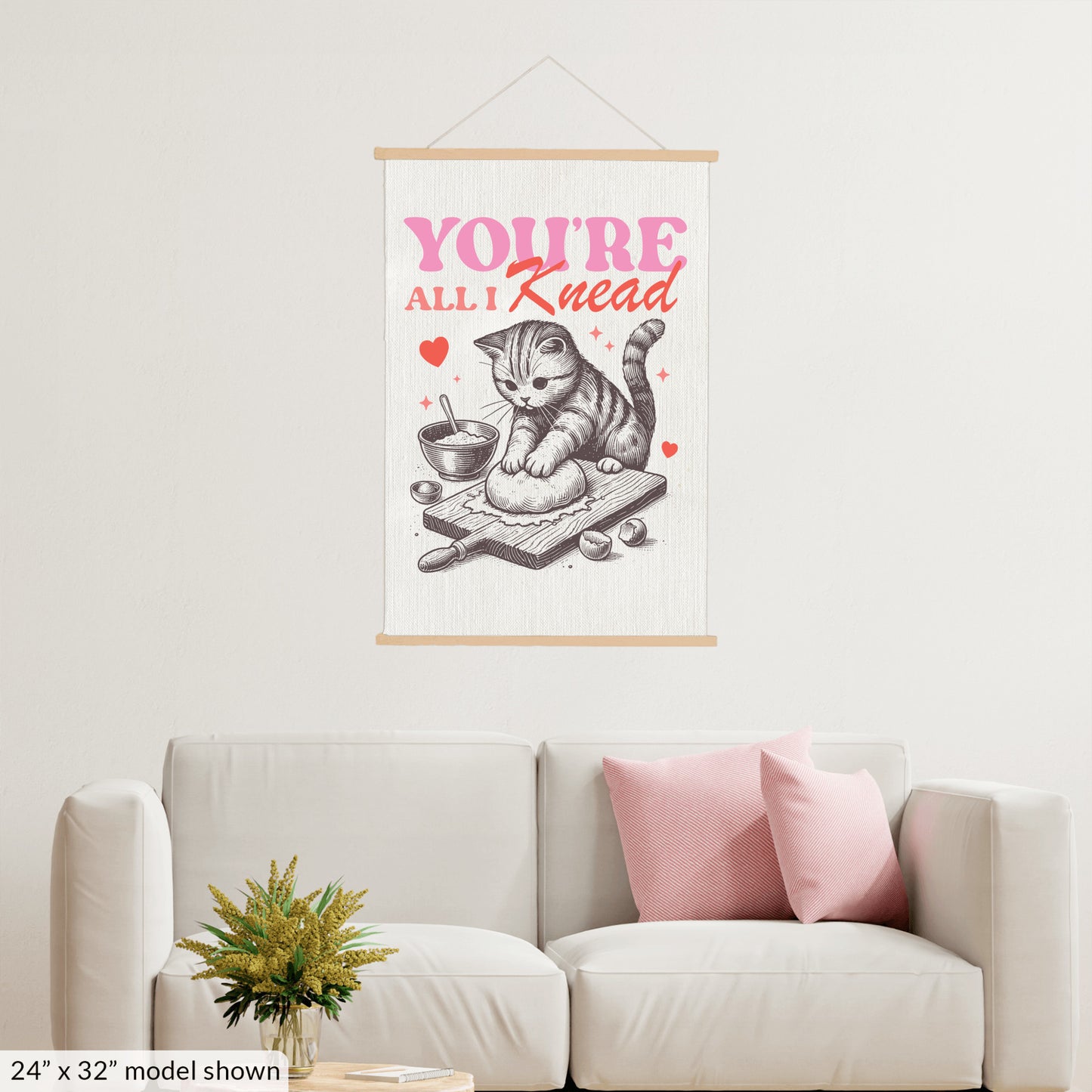 Valentine's Day Cat Art Canvas