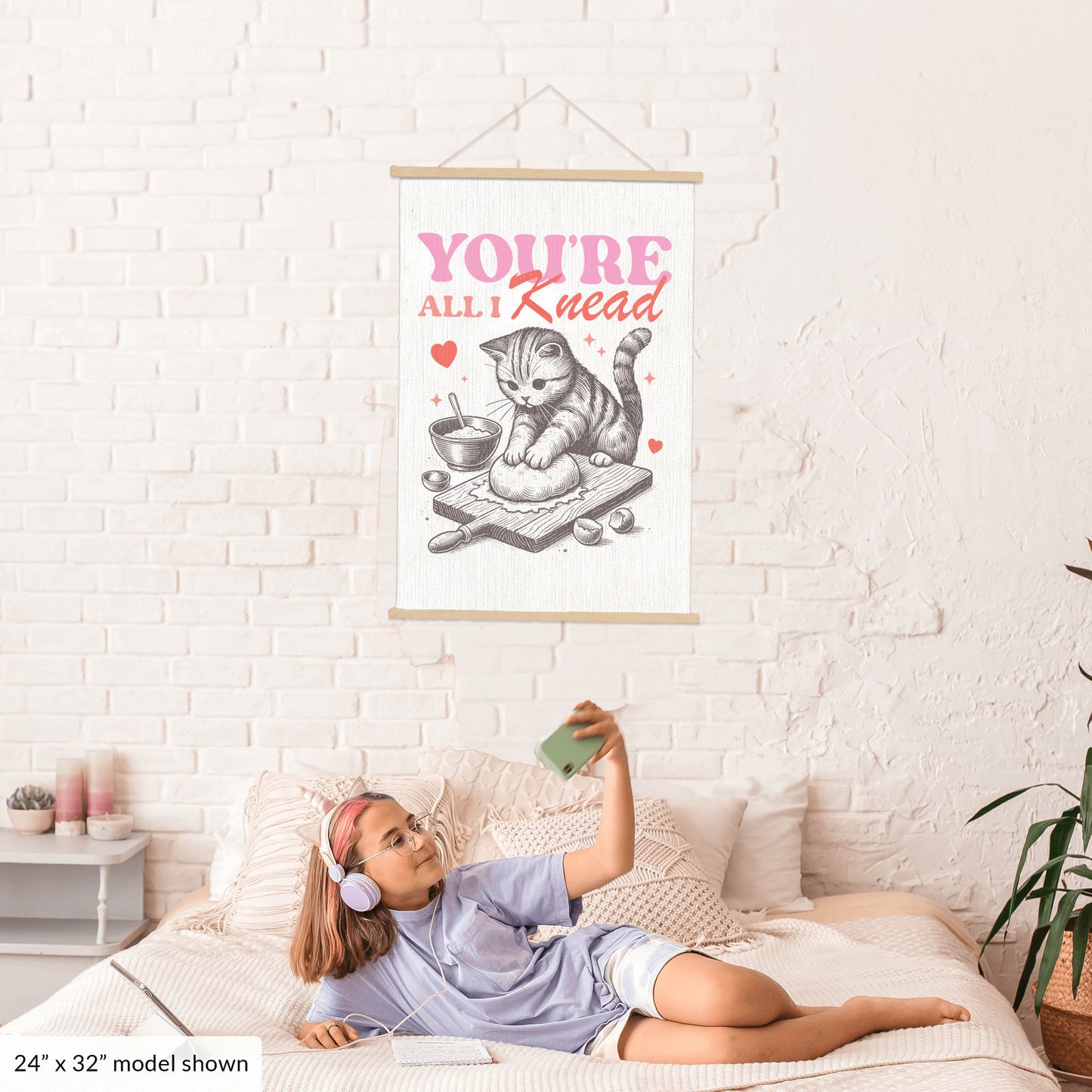 Valentine's Day Cat Art Canvas