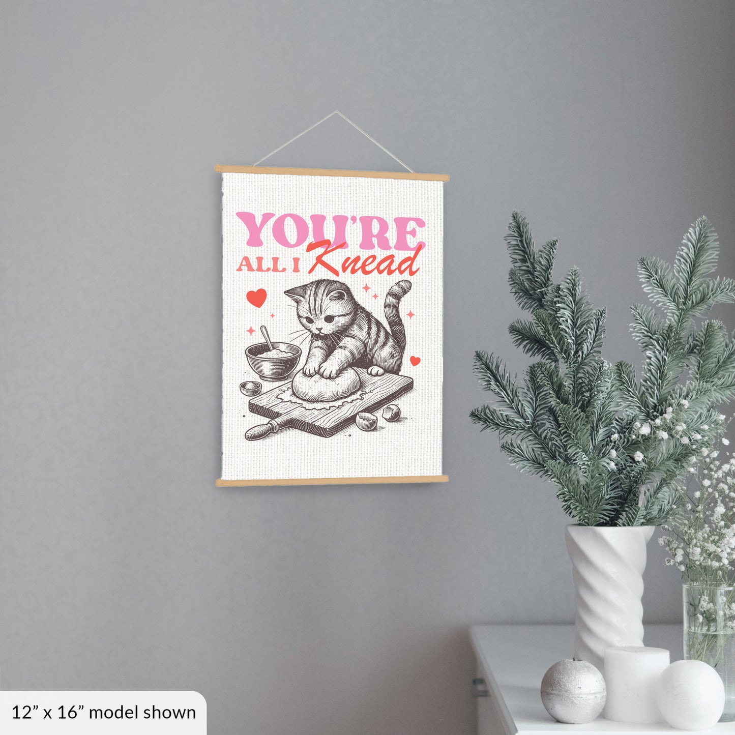 Valentine's Day Cat Art Canvas